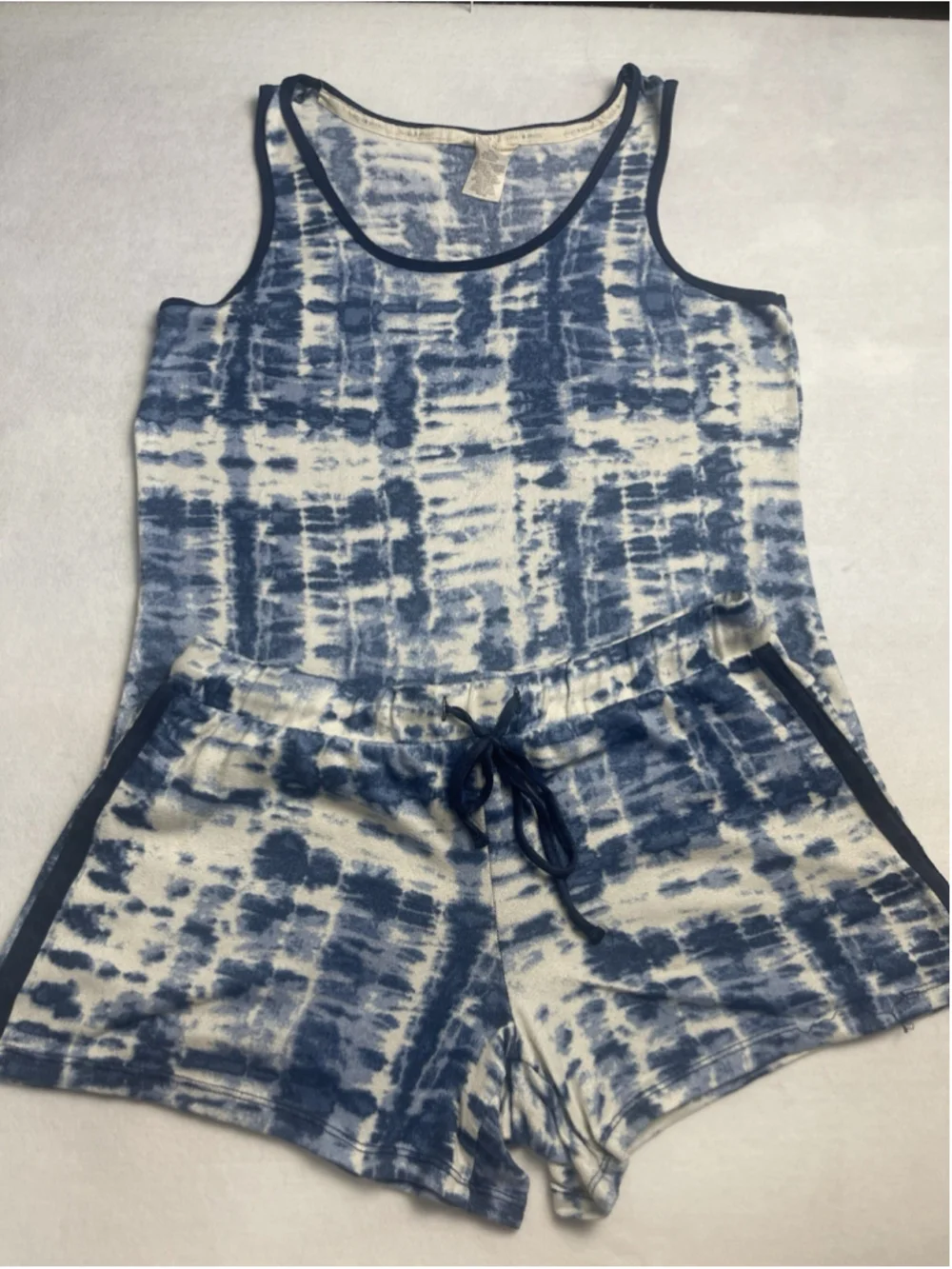 Lucky Brand Women's Blue White Tie Dye Tank Shorts Pajama Set Small - Picture 1 of 10